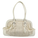 PRADA Tote Bag Canvas White Silver Auth 183028A-2