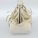 PRADA Tote Bag Canvas White Silver Auth 183028A-3