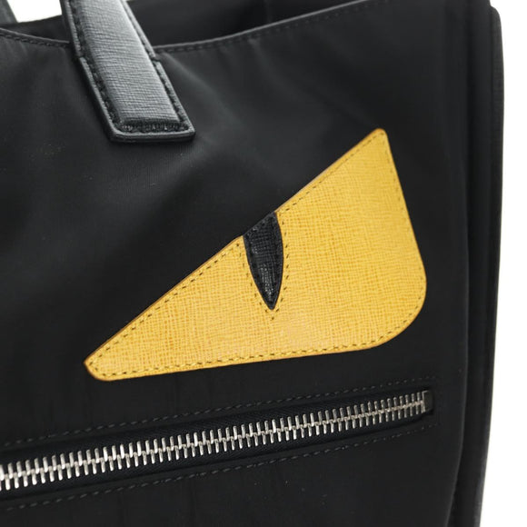FENDI Monster Bugs Tote Bag Nylon Black Silver Auth 183030M