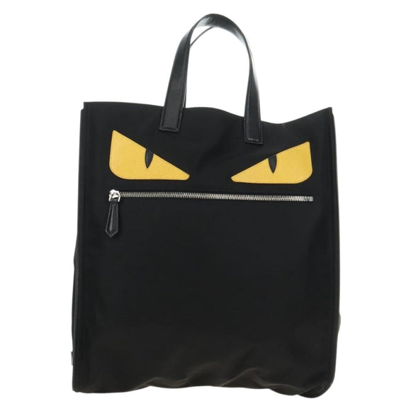 FENDI Monster Bugs Tote Bag Nylon Black Silver Auth 183030M