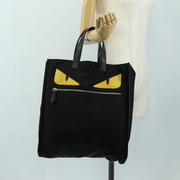 FENDI Monster Bugs Tote Bag Nylon Black Silver Auth 183030M