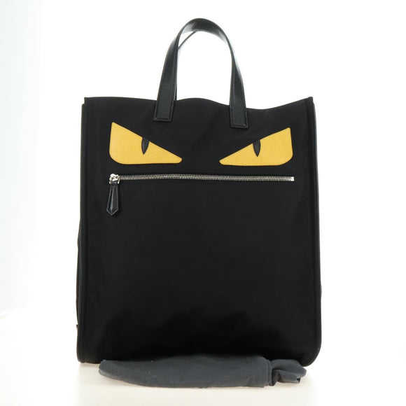 FENDI Monster Bugs Tote Bag Nylon Black Silver Auth 183030M