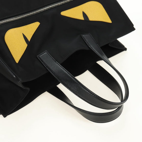 FENDI Monster Bugs Tote Bag Nylon Black Silver Auth 183030M