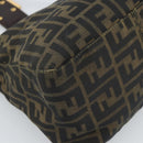 FENDI Zucca Canvas Mamma Baguette Schoudertas Zwart Bruin Auth 183031V-11