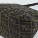 FENDI Zucca Canvas Mamma Baguette Schoudertas Zwart Bruin Auth 183031V-12