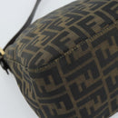 FENDI Zucca Canvas Mamma Baguette Schoudertas Zwart Bruin Auth 183031V-13