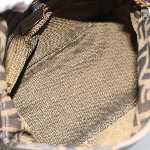FENDI Zucca Canvas Mamma Baguette Schoudertas Zwart Bruin Auth 183031V