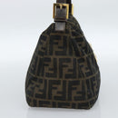FENDI Zucca Canvas Mamma Baguette Schoudertas Zwart Bruin Auth 183031V-4