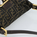 FENDI Zucca Canvas Mamma Baguette Schoudertas Zwart Bruin Auth 183031V-6