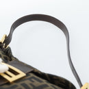 FENDI Zucca Canvas Mamma Baguette Schoudertas Zwart Bruin Auth 183031V-8