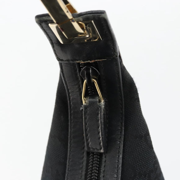 GUCCI GG Canvas Schultertasche Schwarz Gold Auth 183032