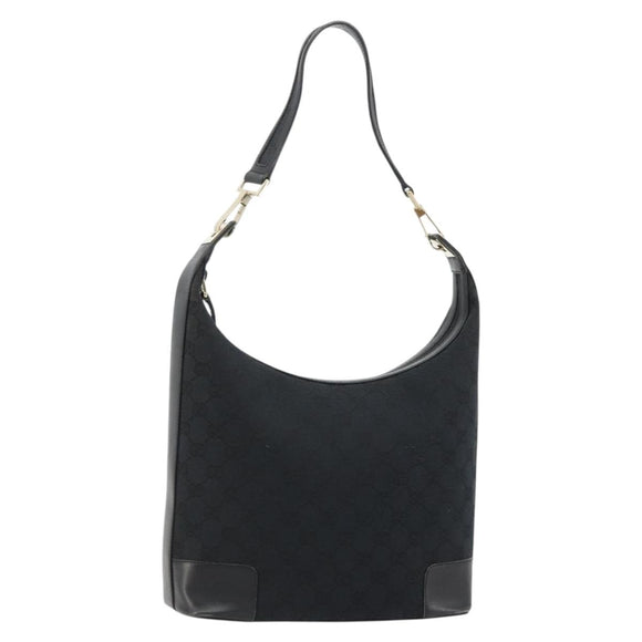 GUCCI GG Canvas Schultertasche Schwarz Gold Auth 183032