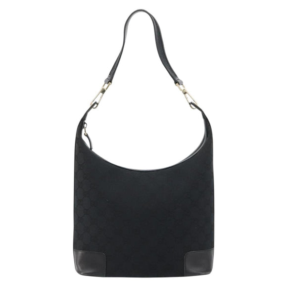 GUCCI GG Canvas Schultertasche Schwarz Gold Auth 183032