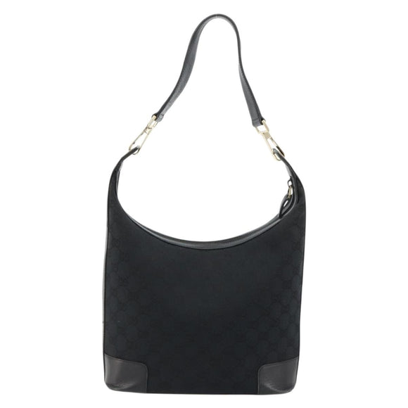 GUCCI GG Canvas Schultertasche Schwarz Gold Auth 183032