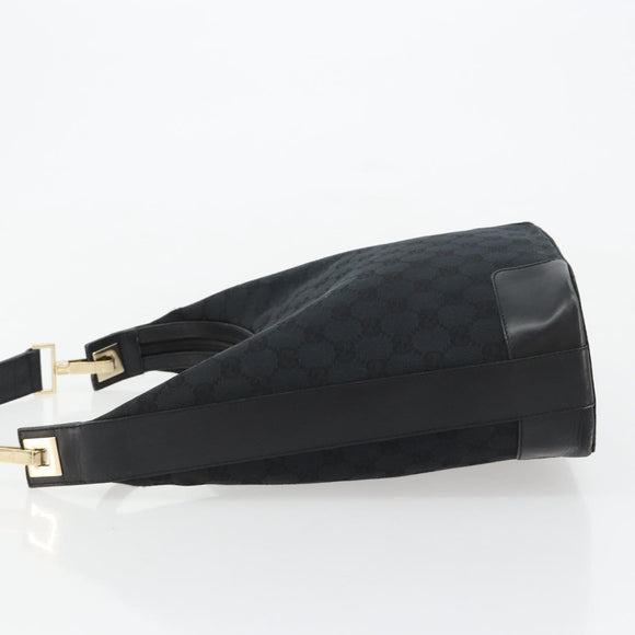 GUCCI GG Canvas Schultertasche Schwarz Gold Auth 183032
