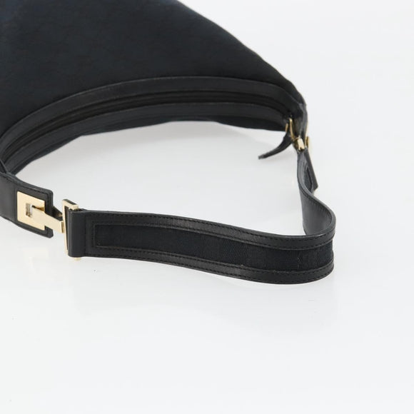 GUCCI GG Canvas Schultertasche Schwarz Gold Auth 183032