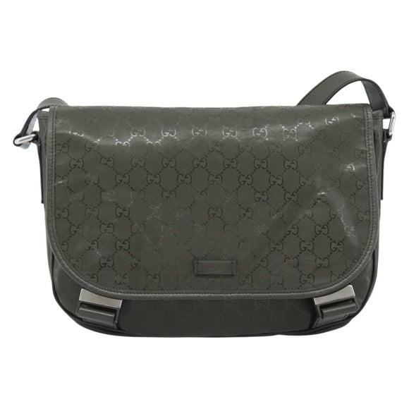 GUCCI GG Implementation Shoulder Bag PVC Green Silver 201732 Auth 183034A