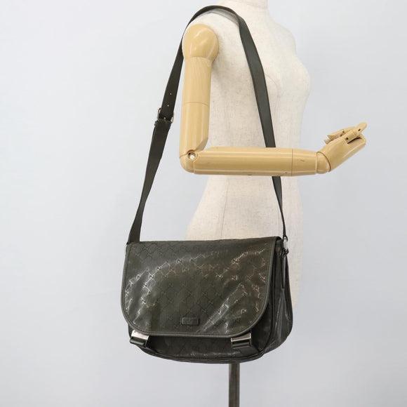 GUCCI GG Implementation Shoulder Bag PVC Green Silver 201732 Auth 183034A