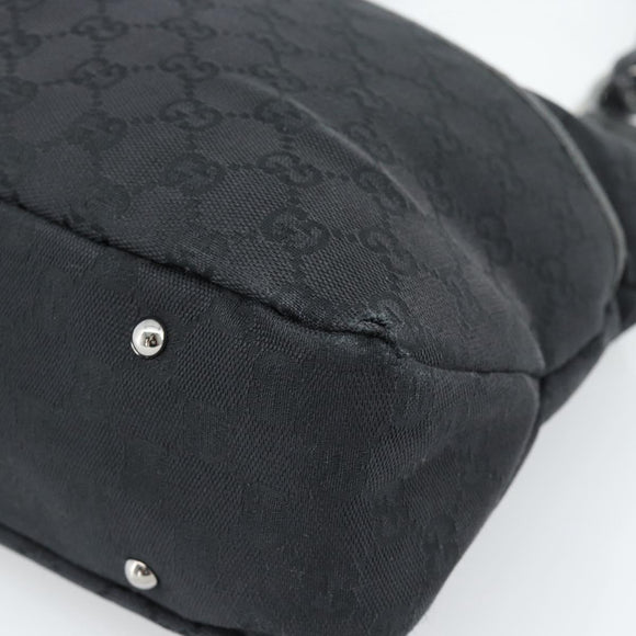GUCCI GG Canvas Handtas Zwart Zilver Auth 183035