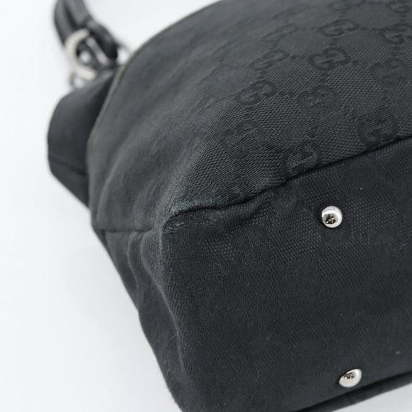 GUCCI GG Canvas Handtas Zwart Zilver Auth 183035