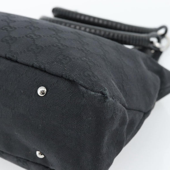 GUCCI GG Canvas Handtas Zwart Zilver Auth 183035
