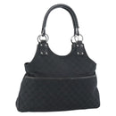 GUCCI GG Canvas Handtas Zwart Zilver Auth 183035-1