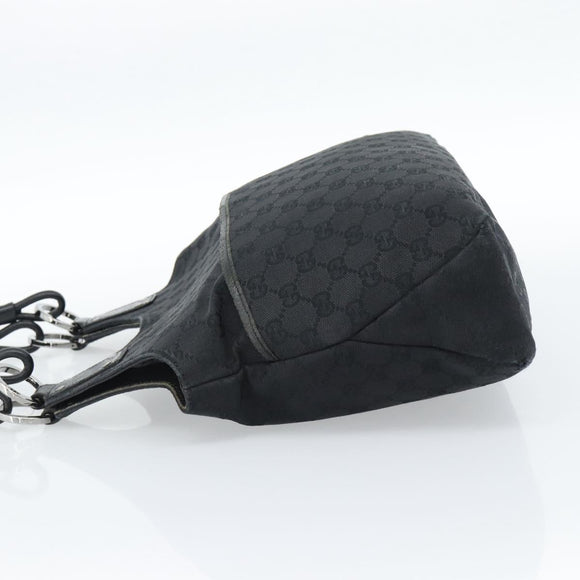 GUCCI GG Canvas Handtas Zwart Zilver Auth 183035