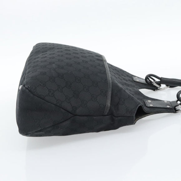 GUCCI GG Canvas Handtas Zwart Zilver Auth 183035