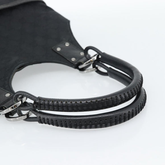GUCCI GG Canvas Handtas Zwart Zilver Auth 183035