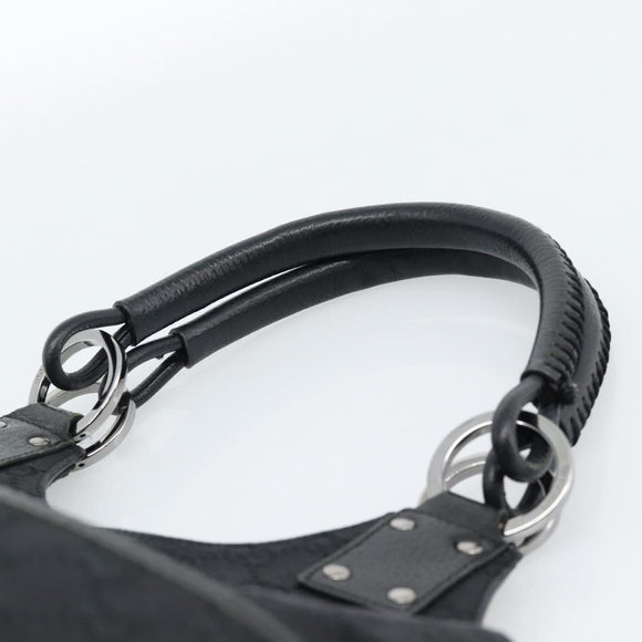 GUCCI GG Canvas Handtas Zwart Zilver Auth 183035