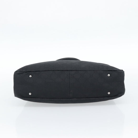 GUCCI GG Canvas Handtas Zwart Zilver Auth 183035