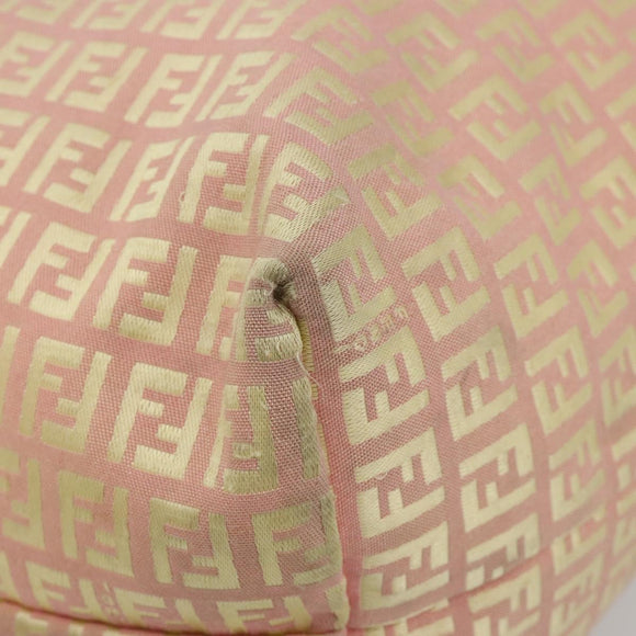 FENDI Zucchino Canvas Tote Bag Pink Gold Auth 183038A