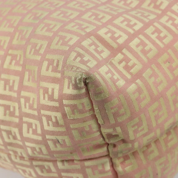 FENDI Zucchino Canvas Tote Bag Pink Gold Auth 183038A