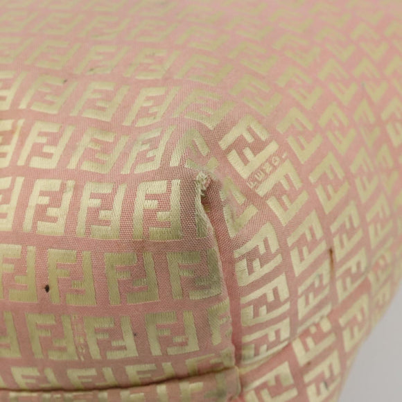 FENDI Zucchino Canvas Tote Bag Pink Gold Auth 183038A