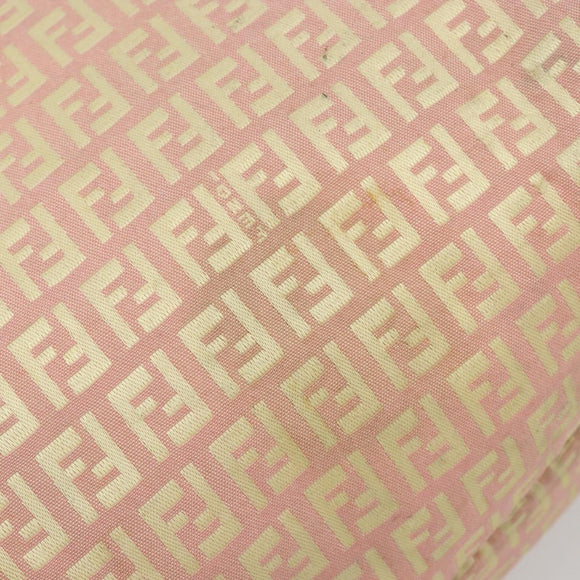 FENDI Zucchino Canvas Tote Bag Pink Gold Auth 183038A