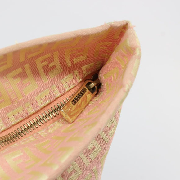 FENDI Zucchino Canvas Tote Bag Pink Gold Auth 183038A