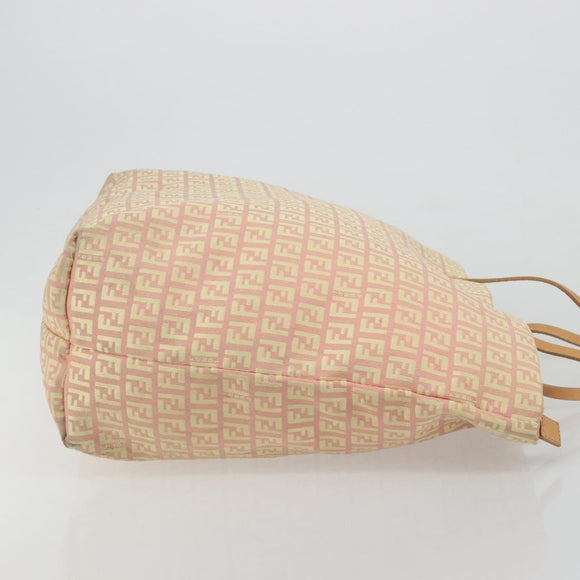 FENDI Zucchino Canvas Tote Bag Pink Gold Auth 183038A