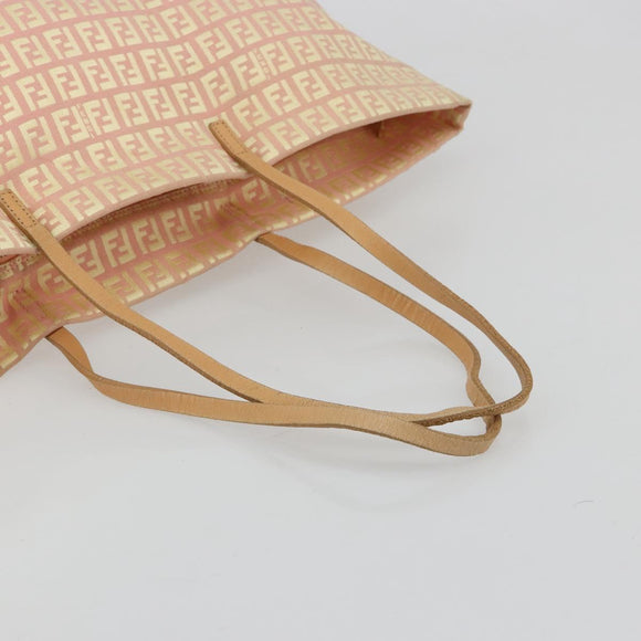 FENDI Zucchino Canvas Tote Bag Pink Gold Auth 183038A