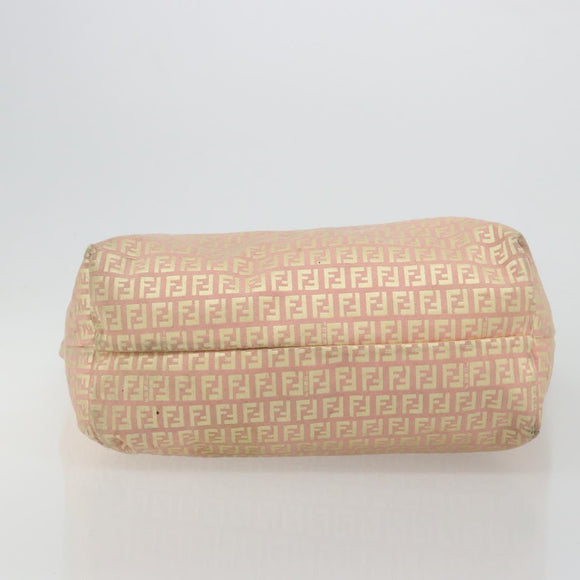 FENDI Zucchino Canvas Tote Bag Pink Gold Auth 183038A