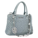 Miu Miu Matelasse Chain Shoulder Bag Leather 2way Silver Light Blue Auth 183039A-1