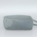 Miu Miu Matelasse Chain Shoulder Bag Leather 2way Silver Light Blue Auth 183039A-5