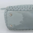 Miu Miu Matelasse Chain Shoulder Bag Leather 2way Silver Light Blue Auth 183039A-6
