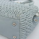 Miu Miu Matelasse Chain Shoulder Bag Leather 2way Silver Light Blue Auth 183039A-11