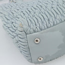 Miu Miu Matelasse Chain Shoulder Bag Leather 2way Silver Light Blue Auth 183039A-17