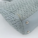 Miu Miu Matelasse Chain Shoulder Bag Leather 2way Silver Light Blue Auth 183039A-19