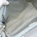 Miu Miu Matelasse Chain Shoulder Bag Leather 2way Silver Light Blue Auth 183039A-12
