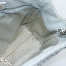 Miu Miu Matelasse Chain Shoulder Bag Leather 2way Silver Light Blue Auth 183039A-21