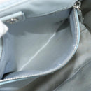 Miu Miu Matelasse Chain Shoulder Bag Leather 2way Silver Light Blue Auth 183039A-24