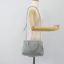 Miu Miu Matelasse Chain Shoulder Bag Leather 2way Silver Light Blue Auth 183039A-26