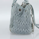 Miu Miu Matelasse Chain Shoulder Bag Leather 2way Silver Light Blue Auth 183039A-3